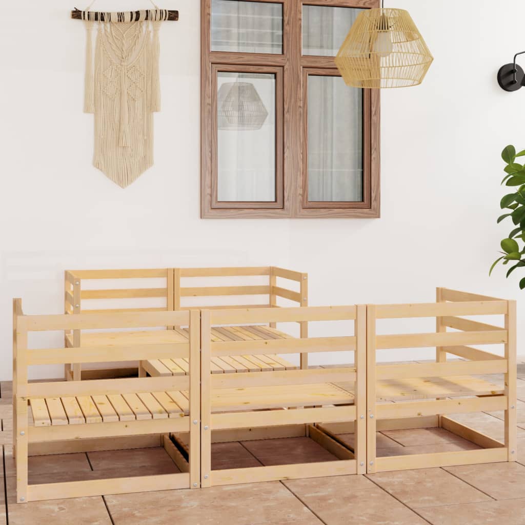 Loungegrupp För Trädgården 6 Delar Massiv Furu