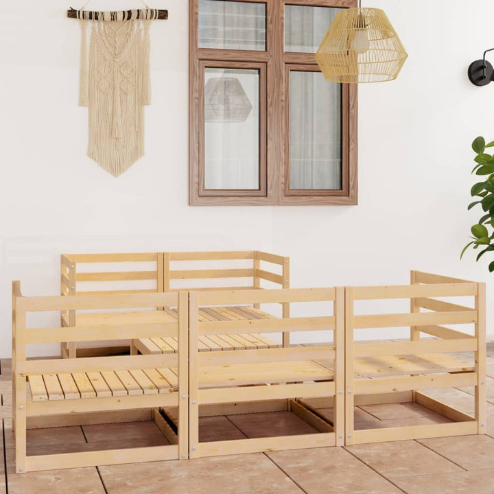 Loungegrupp För Trädgården 6 Delar Massiv Furu