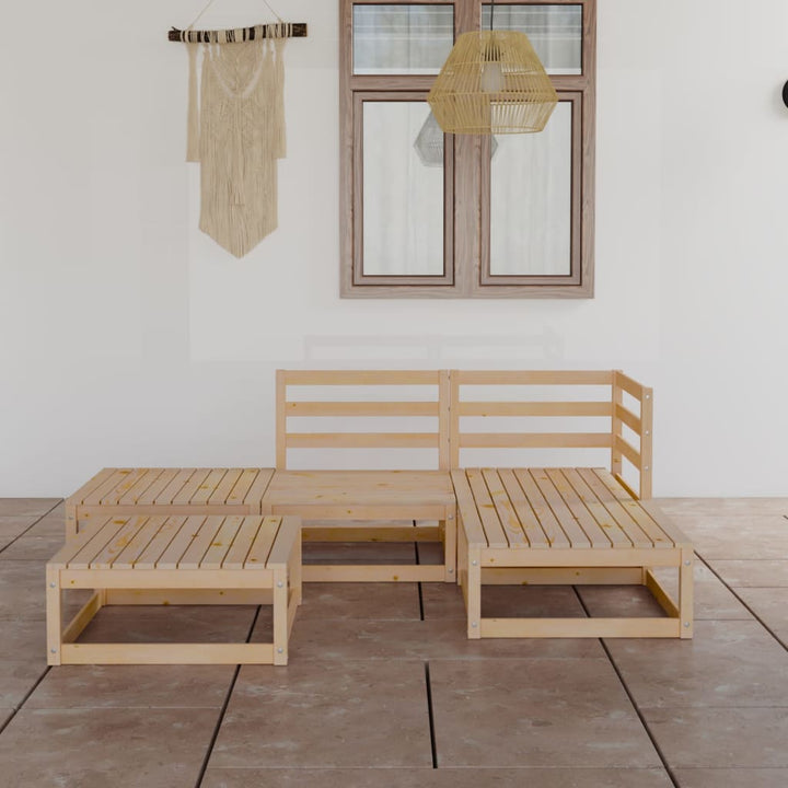 Loungegrupp För Trädgården Med Dynor 5 Delar Massiv Furu