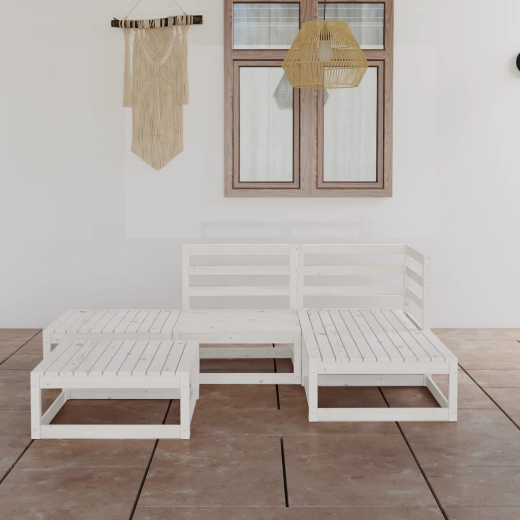 Loungegrupp För Trädgården Med Dynor 5 Delar Massiv Furu