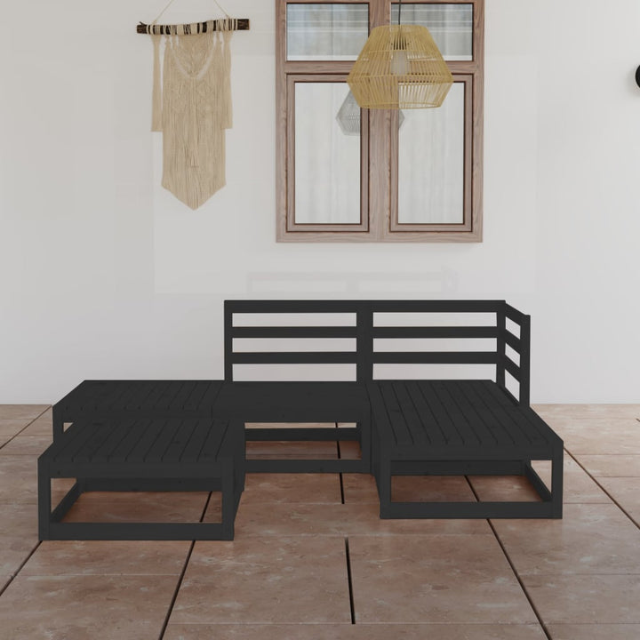 Loungegrupp För Trädgården Med Dynor 5 Delar Massiv Furu