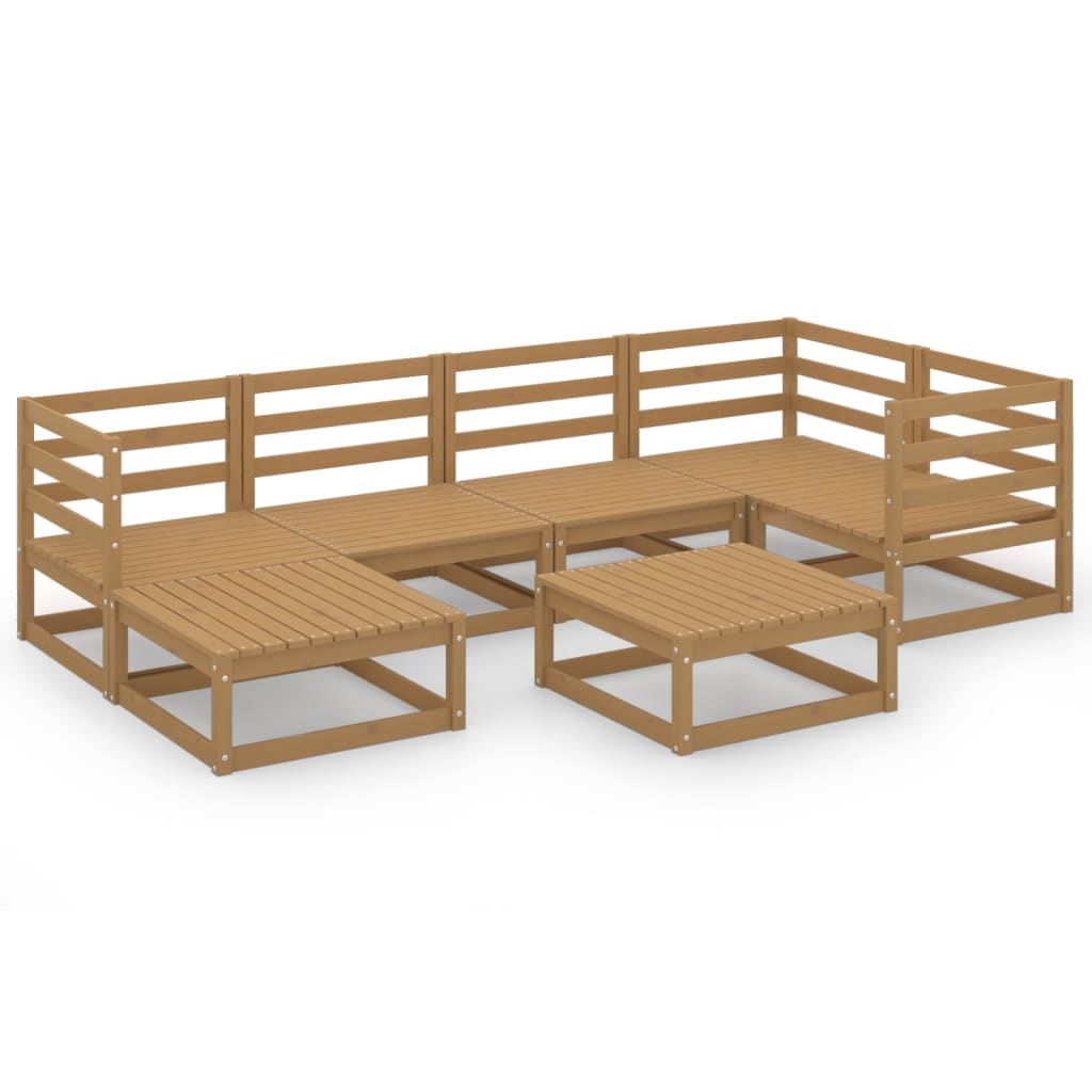 Loungegrupp 7 Delar Honungbrun Massiv Furu