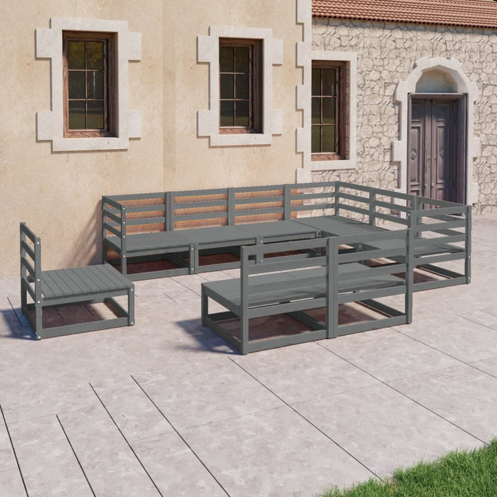 Loungegrupp 9 Delar Massiv Furu