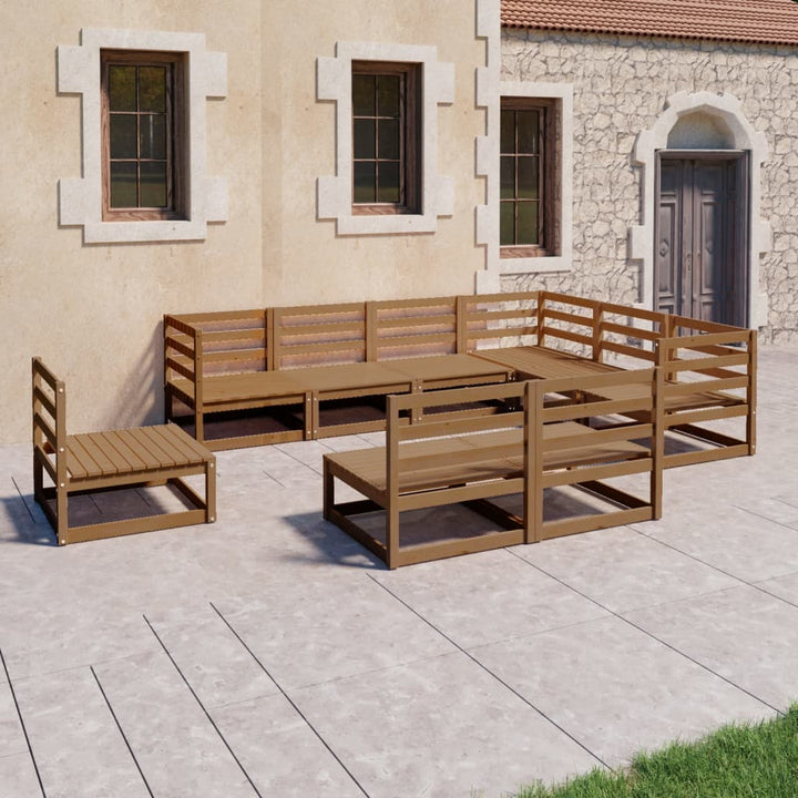 Loungegrupp 9 Delar Massiv Furu