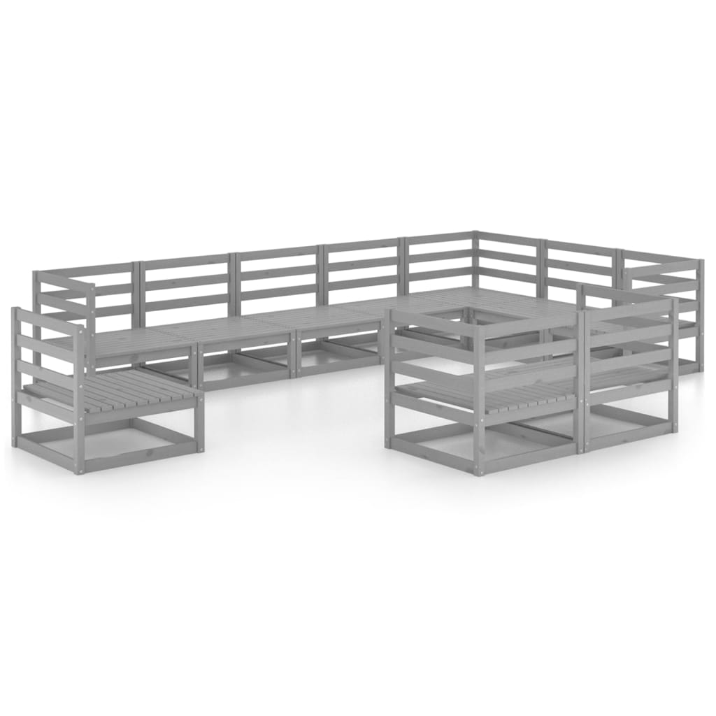 Loungegrupp 10 Delar Massiv Furu