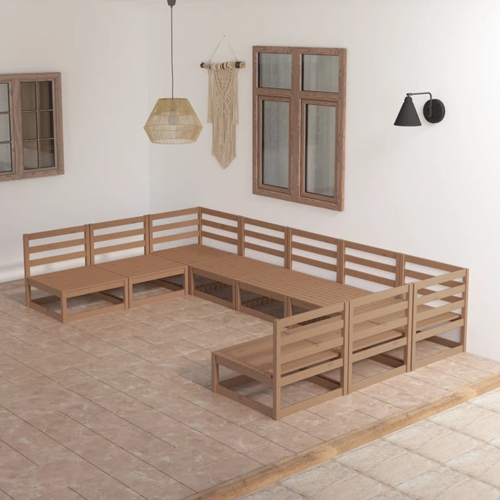Loungegrupp För Trädgården Med Dynor 9 Delar Massiv Furu