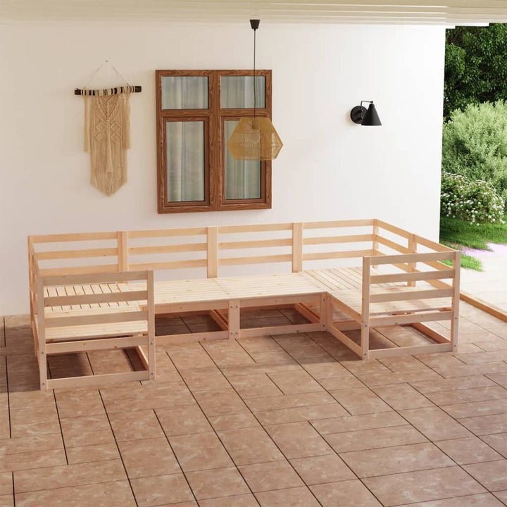 Loungegrupp För Trädgården Med Dynor 6 Delar Massiv Furu
