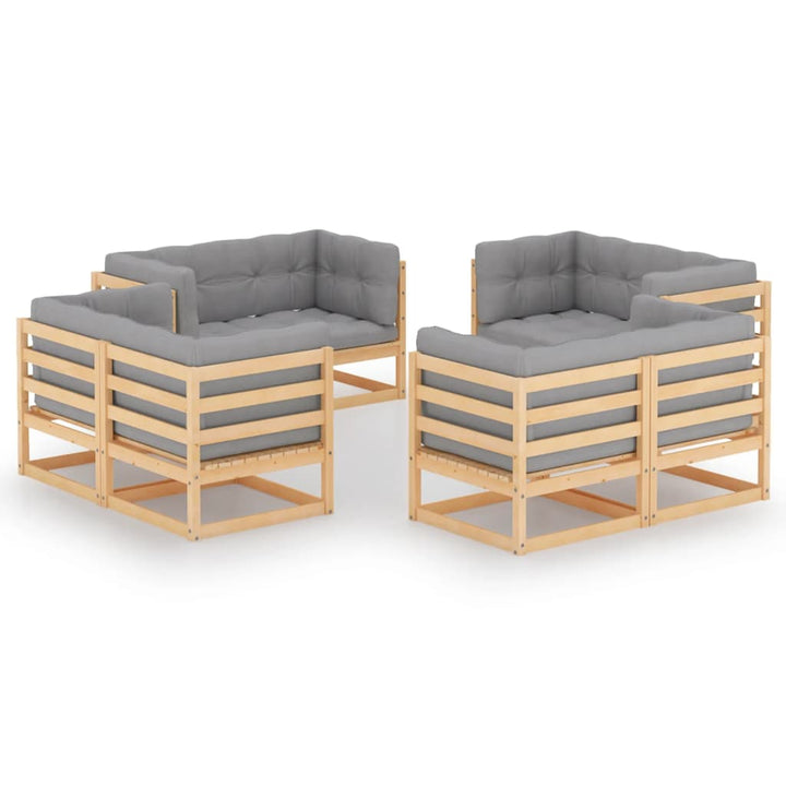 Loungegrupp 8 Delar Massiv Furu