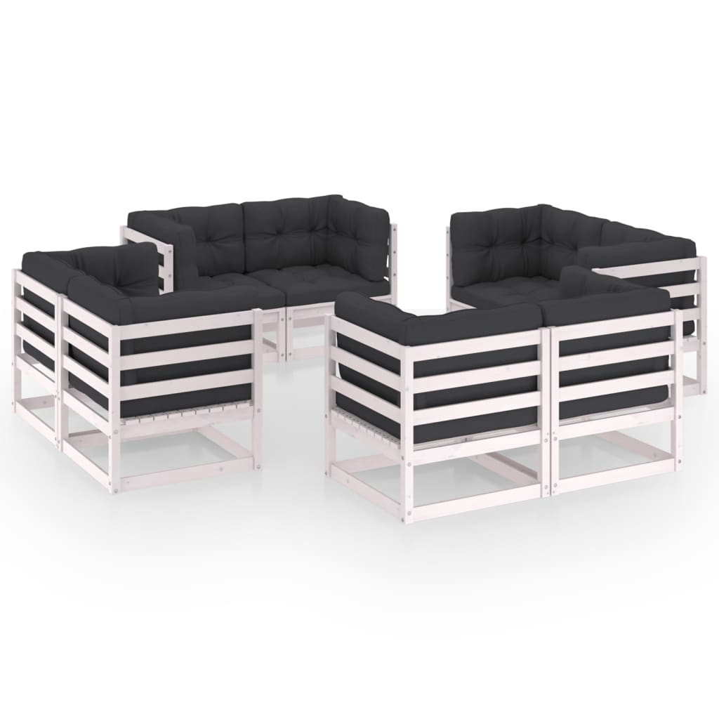 Loungegrupp 8 Delar Massiv Furu