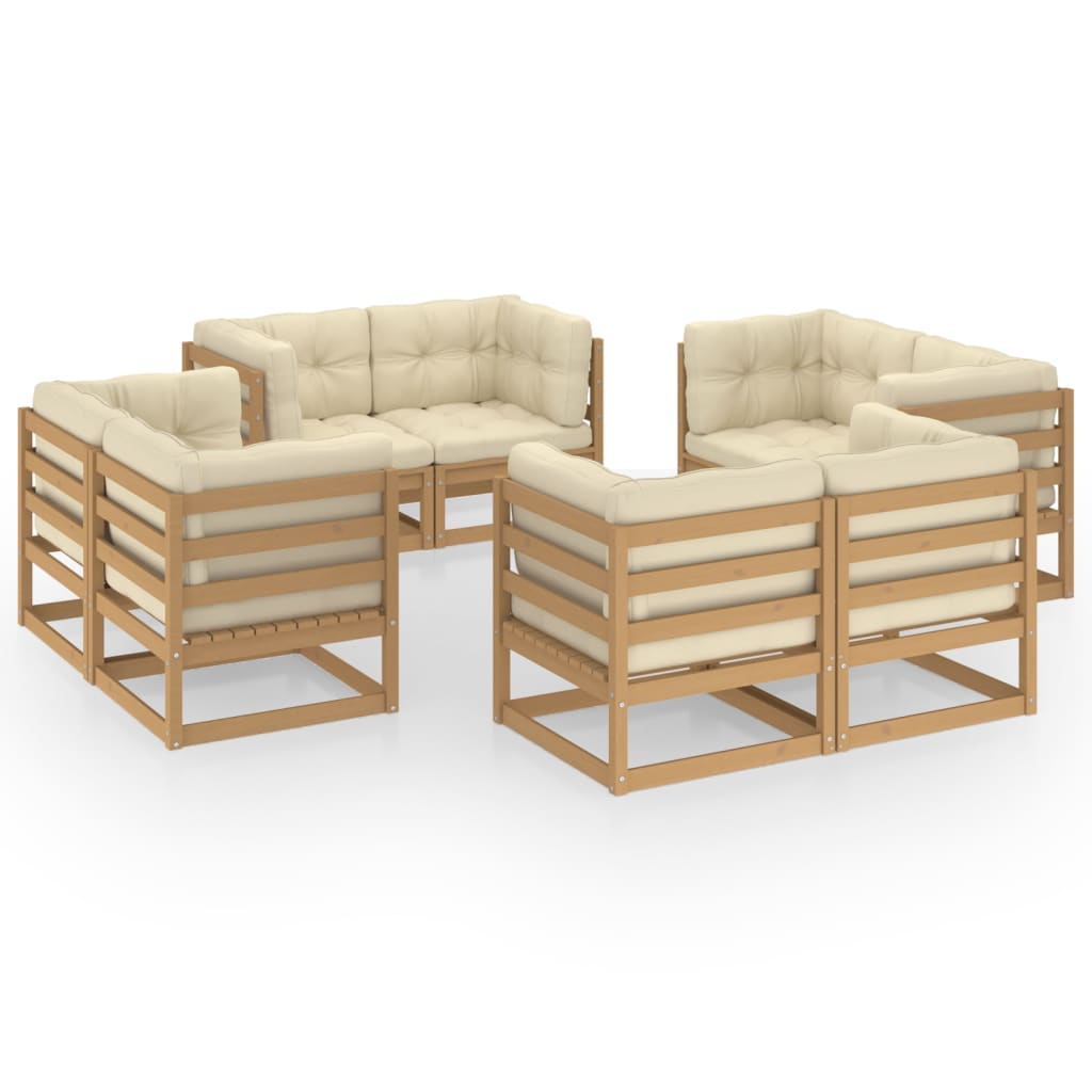 Loungegrupp 8 Delar Massiv Furu