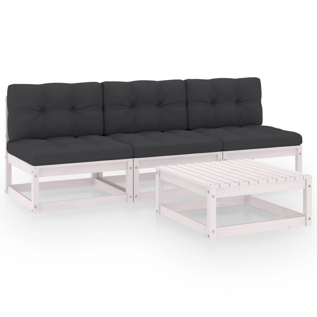 Loungegrupp Med Dynor 4 Delar Massiv Furu