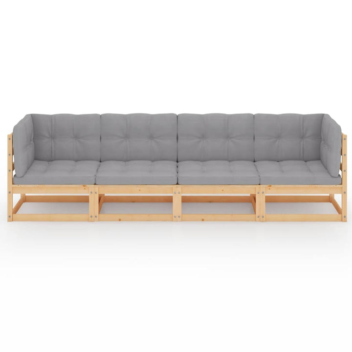 Trädgårdssoffa 4-Sits Med Dynor Massiv Furu
