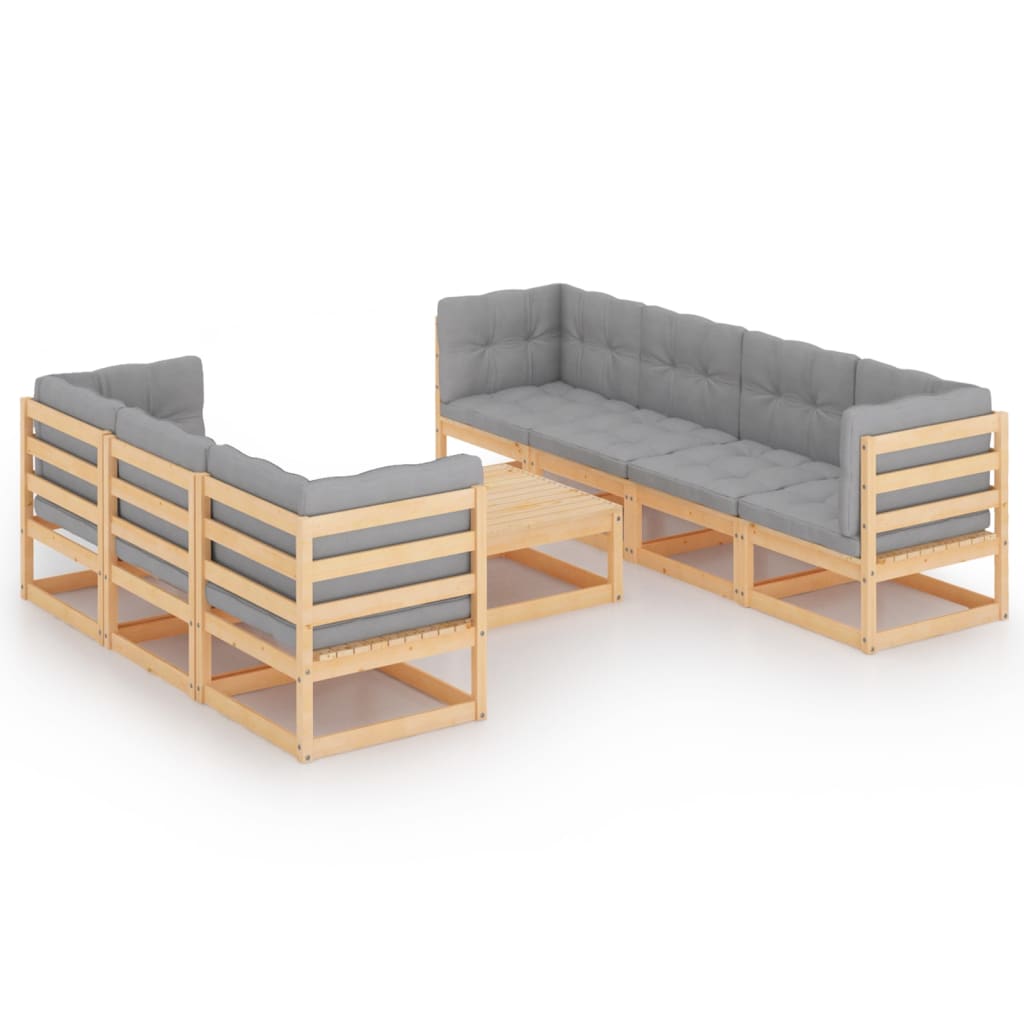 Loungegrupp Med Dynor 8 Delar Massiv Furu