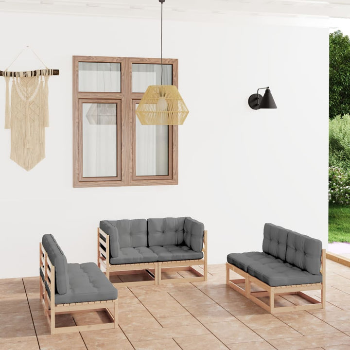 Loungegrupp För Trädgården 6 Delar Massiv Furu