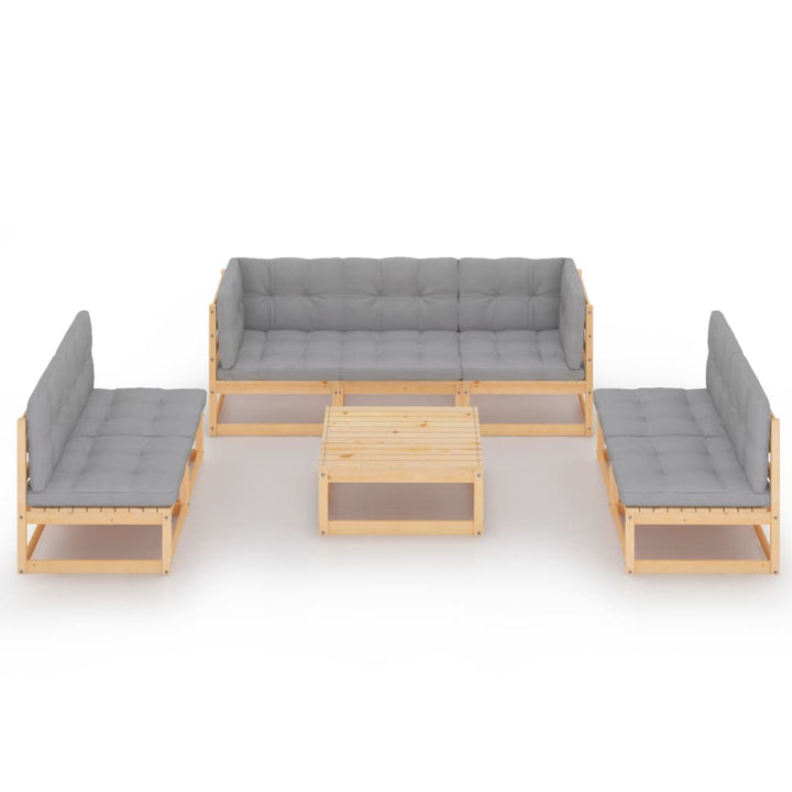 Loungegrupp Med Dynor 8 Delar Massiv Furu