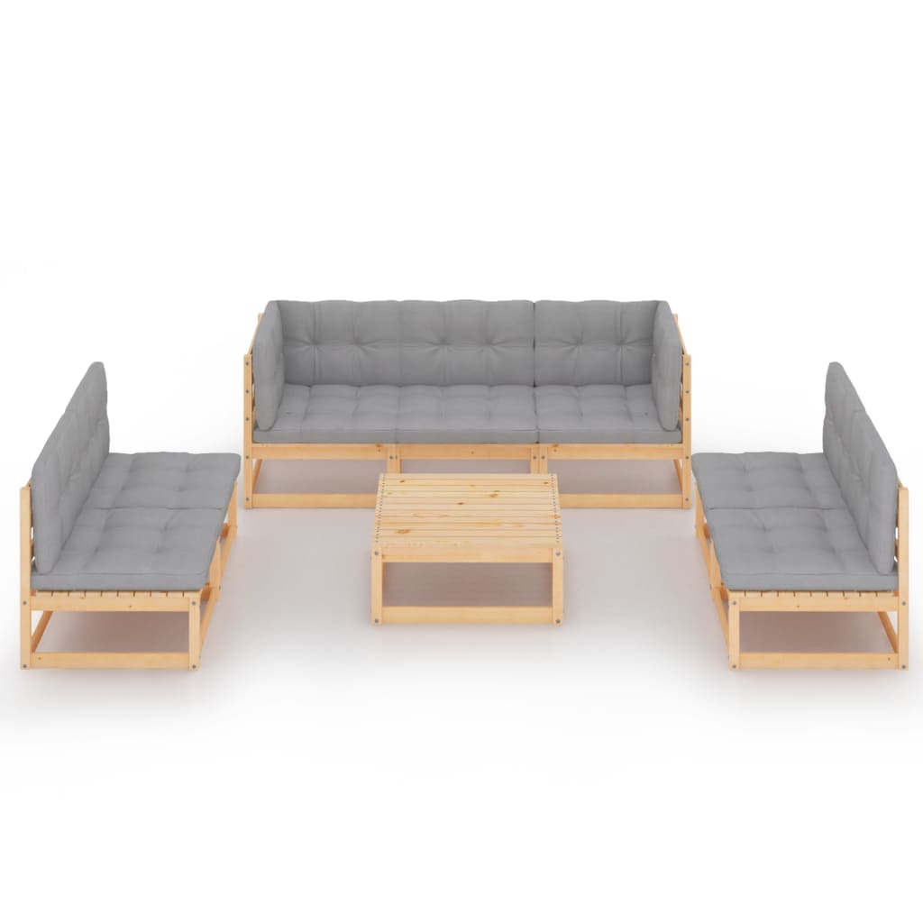 Loungegrupp Med Dynor 8 Delar Massiv Furu