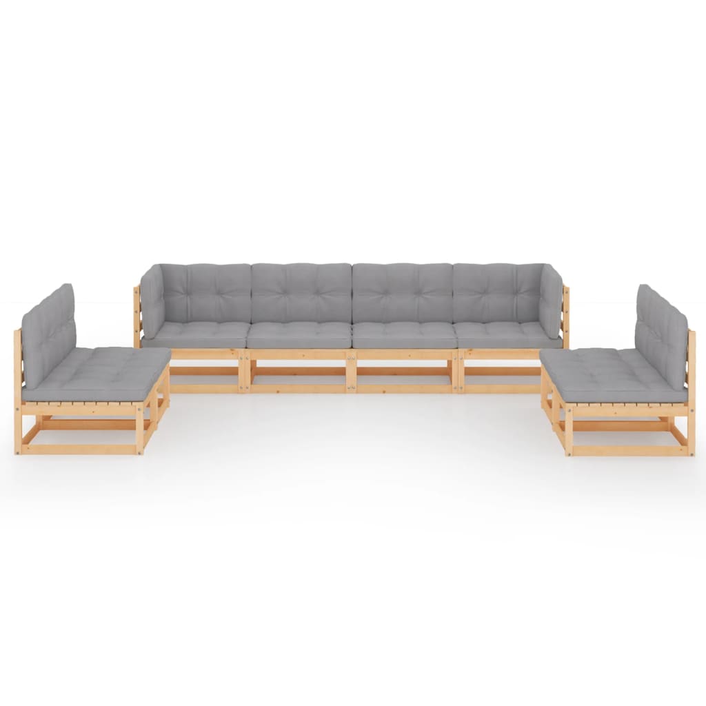 Loungegrupp Med Dynor 8 Delar Massiv Furu
