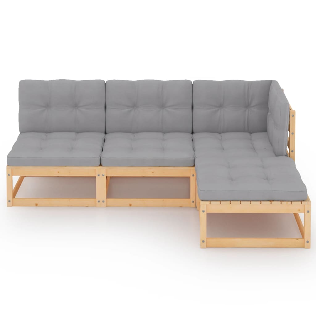 Loungegrupp Med Dynor 4 Delar Massiv Furu