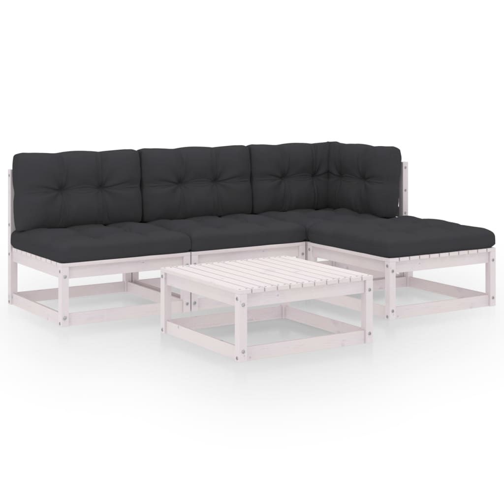 Loungegrupp Med Dynor 5 Delar Massiv Furu