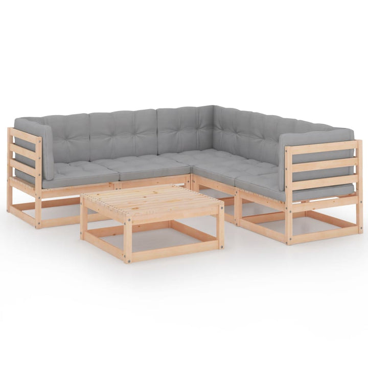 Loungegrupp Med Dynor 6 Delar Massiv Furu