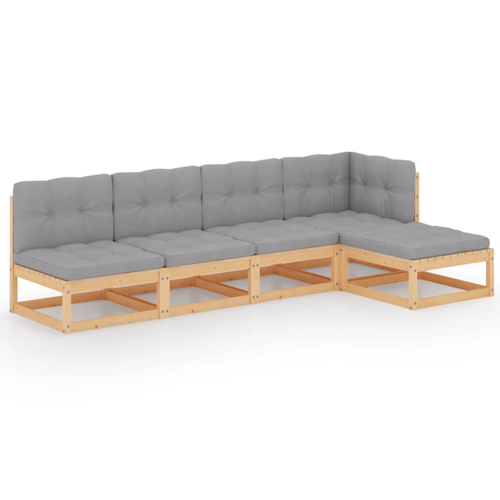 Loungegrupp Med Dynor 5 Delar Massiv Furu