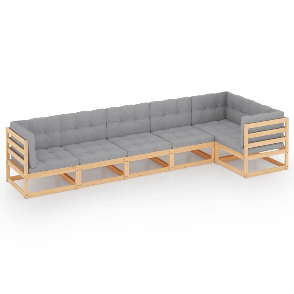 Loungegrupp Med Dynor 6 Delar Massiv Furu
