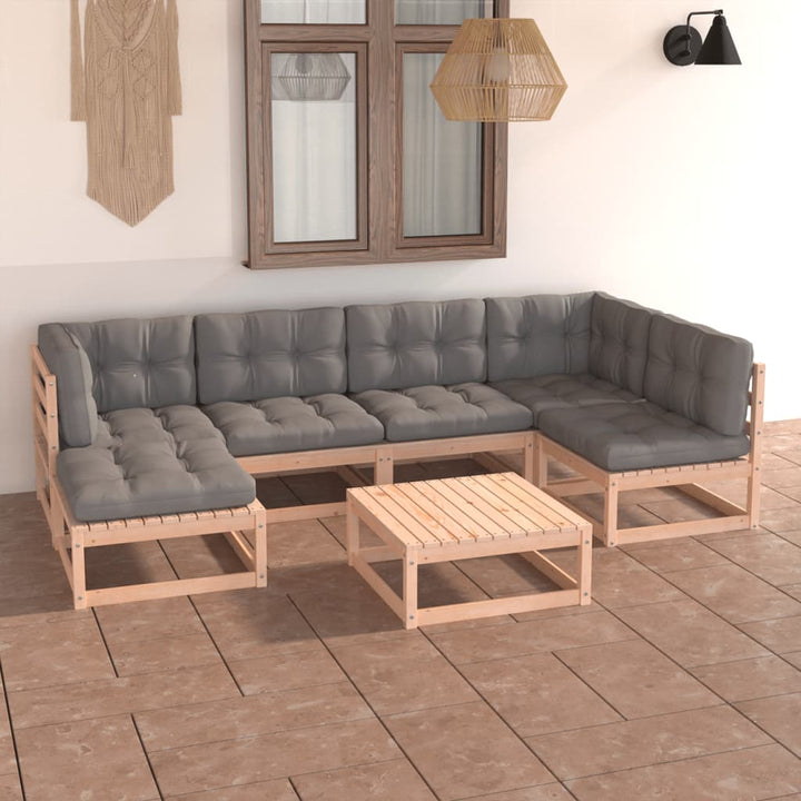 Loungegrupp 7 Delar Honungbrun Massiv Furu