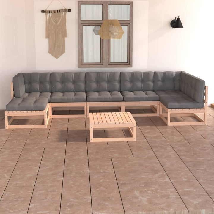 Loungegrupp 8 Delar Massiv Furu