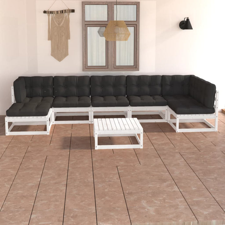 Loungegrupp 8 Delar Massiv Furu