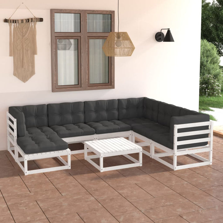 Loungegrupp 8 Delar Massiv Furu