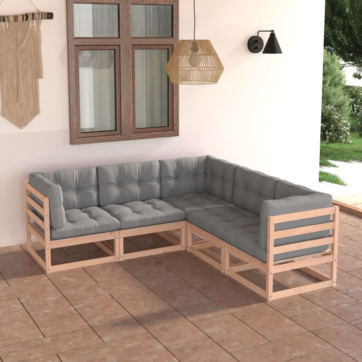 Loungegrupp 5 Delar Massiv Furu
