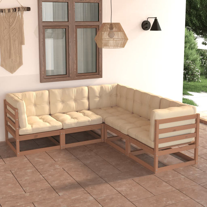Loungegrupp 5 Delar Massiv Furu