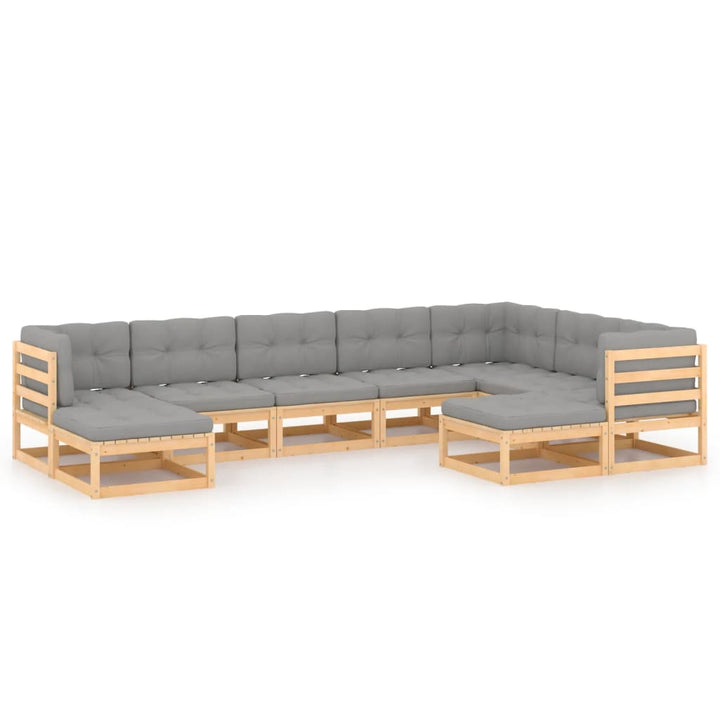 Loungegrupp För Trädgården Med Dynor 9 Delar Massiv Furu