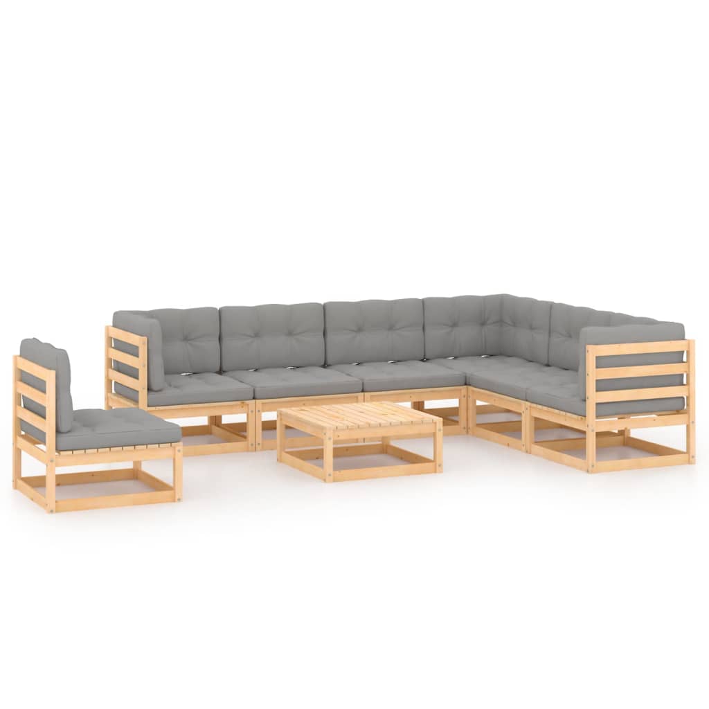 Loungegrupp Med Dynor 8 Delar Massiv Furu
