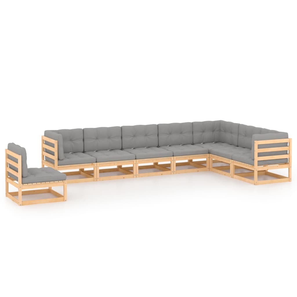 Loungegrupp Med Dynor 8 Delar Massiv Furu