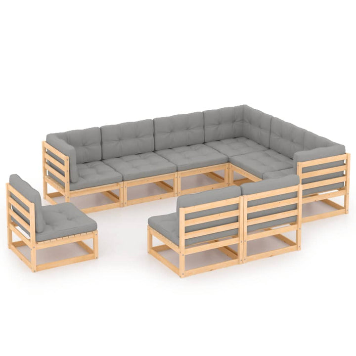 Loungegrupp 9 Delar Massiv Furu