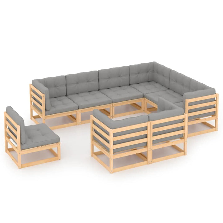 Loungegrupp 9 Delar Massiv Furu