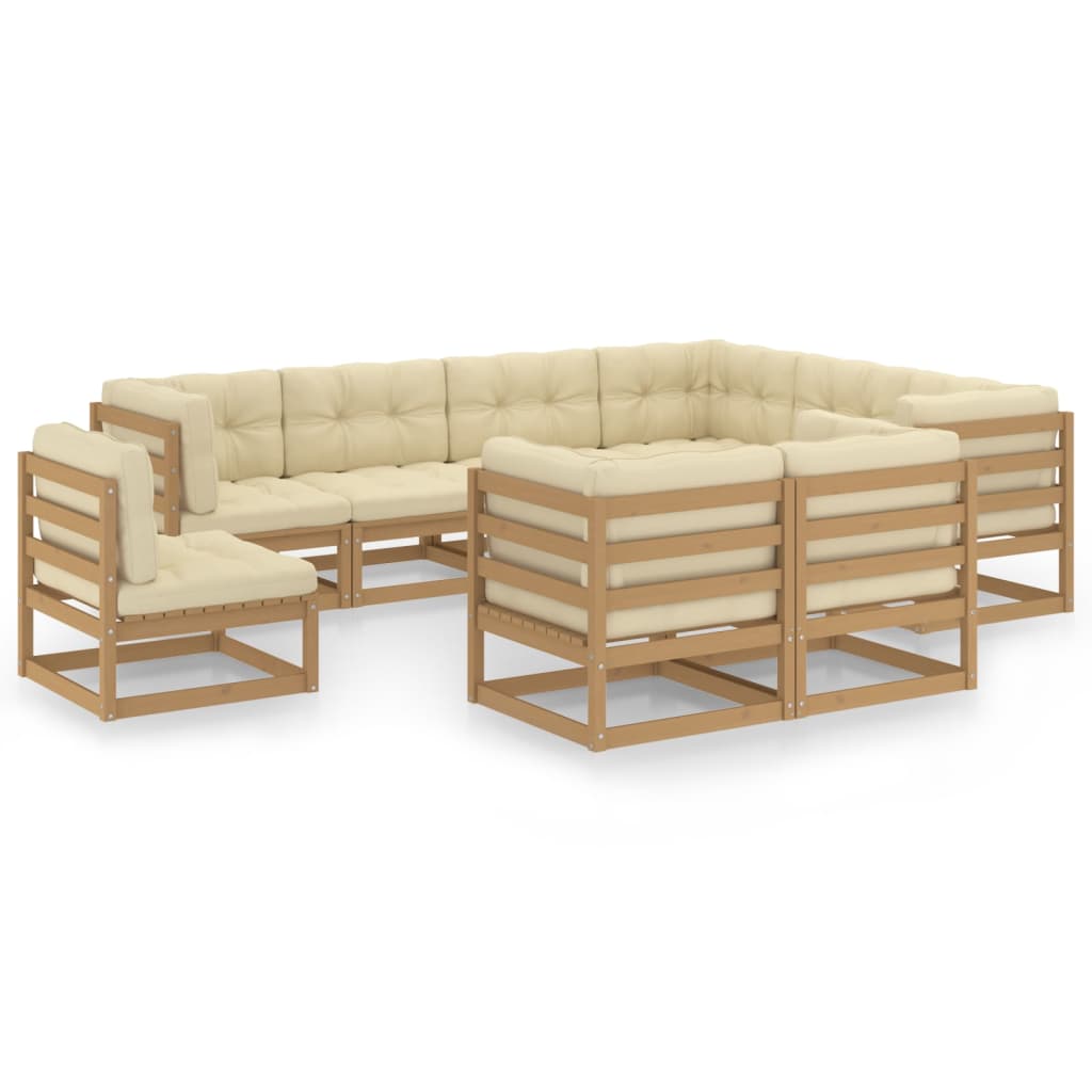 Loungegrupp 9 Delar Massiv Furu