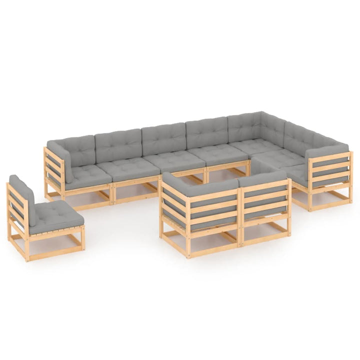 Loungegrupp 10 Delar Massiv Furu