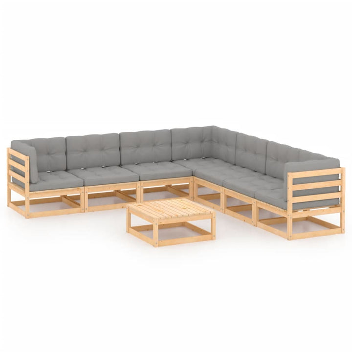 Loungegrupp För Trädgården Med Dynor 8 Delar Massiv Furu