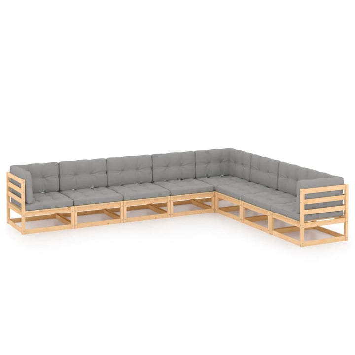 Loungegrupp För Trädgården Med Dynor 8 Delar Massiv Furu