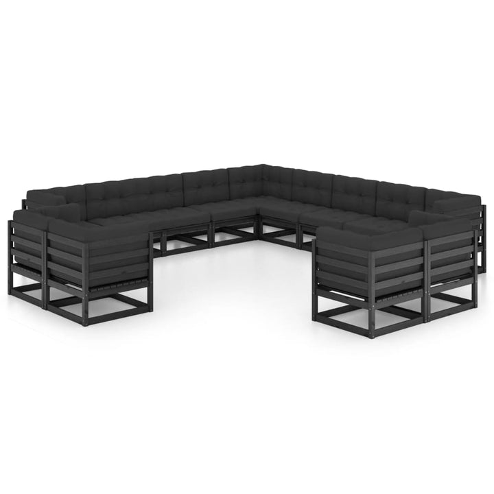 Loungegrupp För Trädgården Med Dynor 13 Delar Massiv Furu
