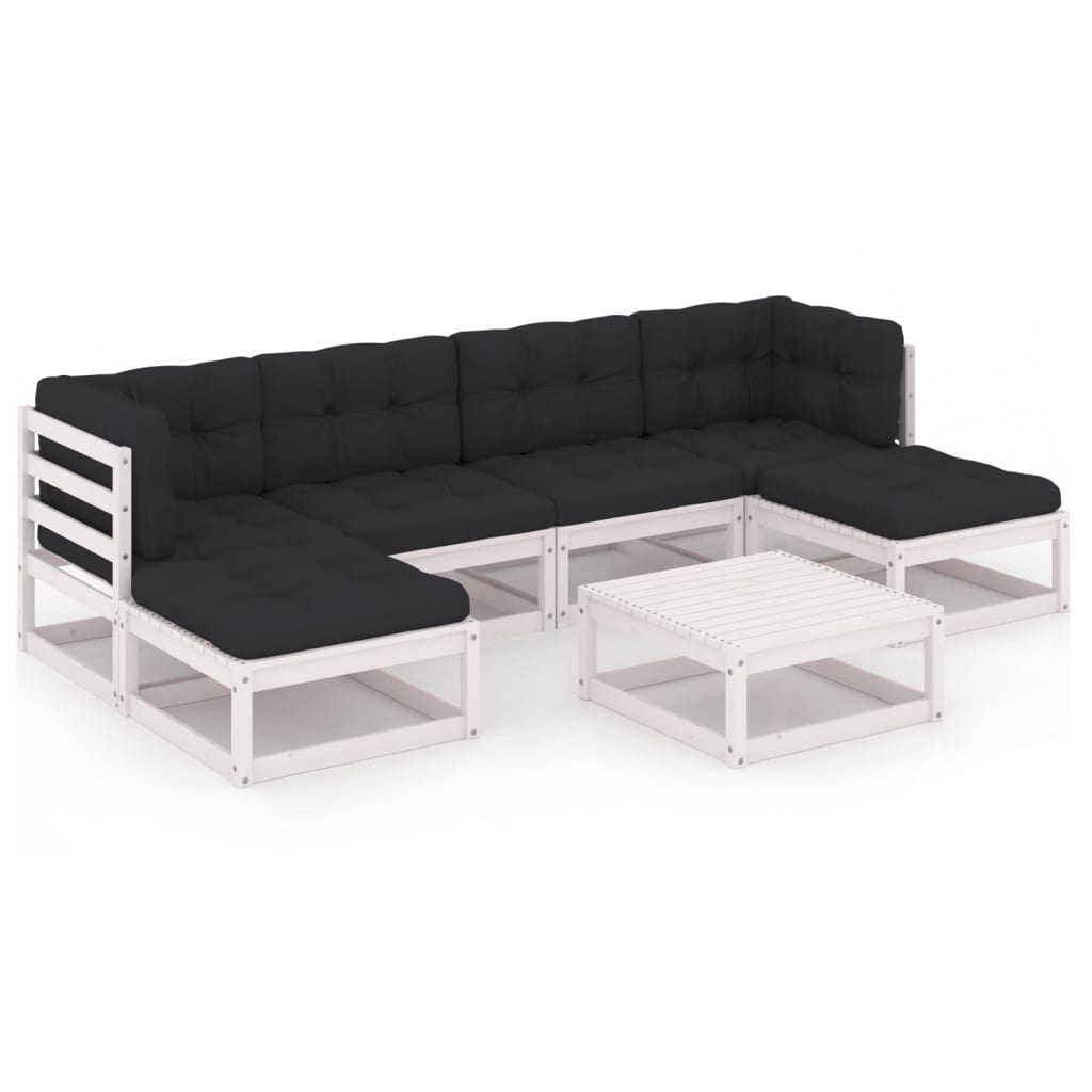 Loungegrupp Med Dynor 7 Delar Massiv Furu