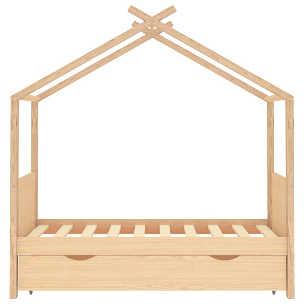 Barnsäng Med Låda Massiv Furu