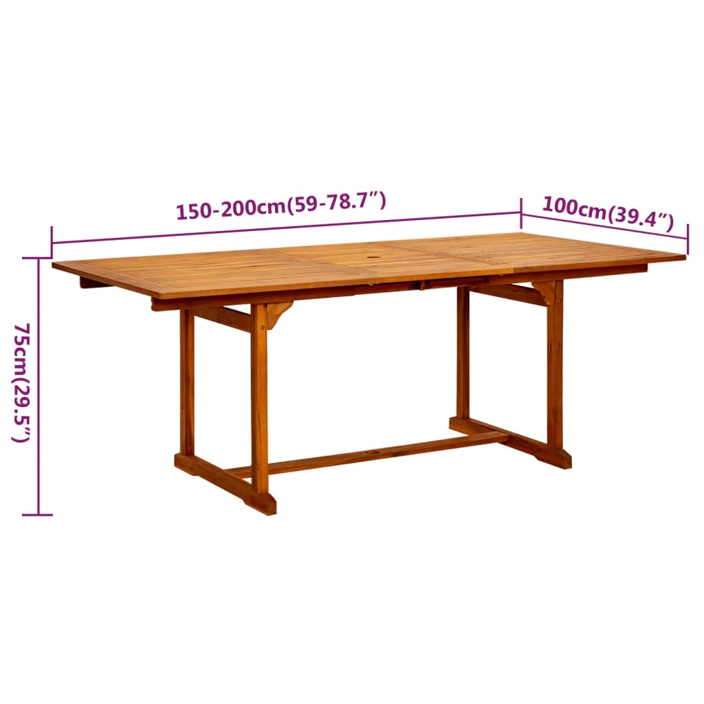 Matgrupp För Trädgården 7 Delar Massivt Akaciaträ 150-200 Cm