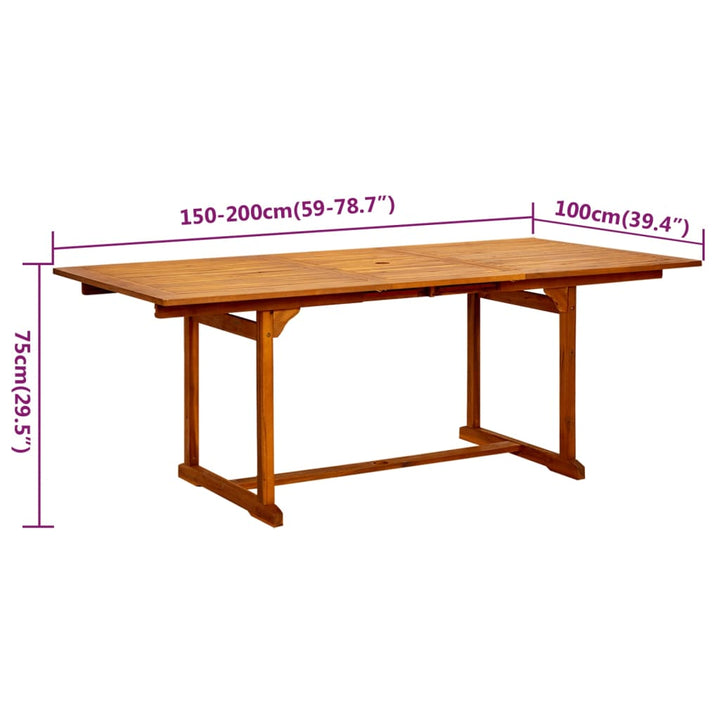 Matgrupp För Trädgården 7 Delar Massivt Akaciaträ 150-200 Cm