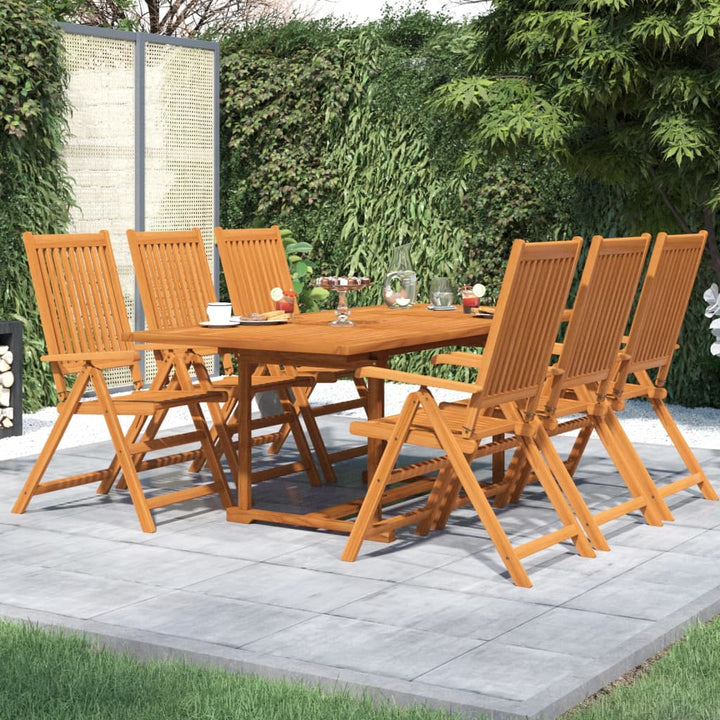 Matgrupp För Trädgården 7 Delar Massivt Akaciaträ 150-200 Cm