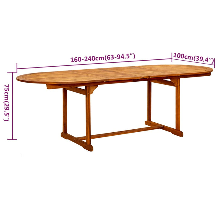 Matgrupp För Trädgården 9 Delar Massivt Akaciaträ 160-240 Cm