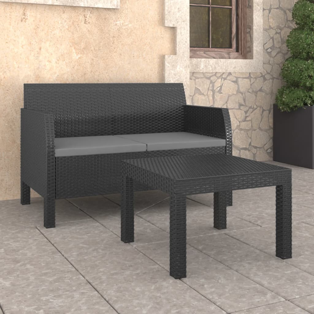 Loungegrupp För Trädgården 2 Delar M. Dynor Pp-Rotting Antracit