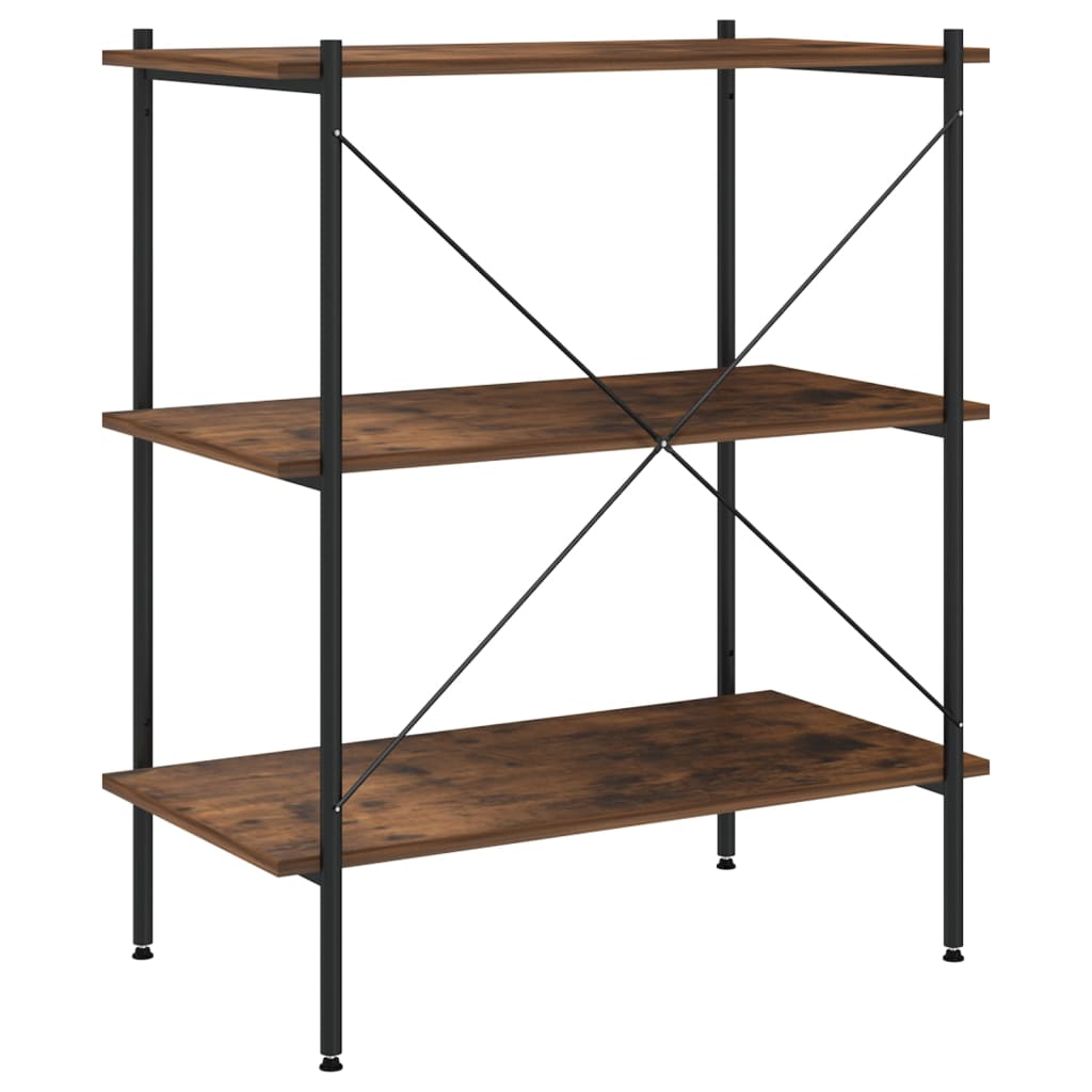 Hyllenhet Med 3 Hyllplan Svart Och Naturfärg 80X40X